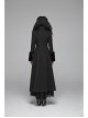V-Neck Collar Retro Button Imitation Wool Cuffs Black Gothic Dark-Striped Jacquard Long Coat