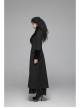 V-Neck Collar Retro Button Imitation Wool Cuffs Black Gothic Dark-Striped Jacquard Long Coat