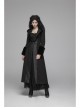 V-Neck Collar Retro Button Imitation Wool Cuffs Black Gothic Dark-Striped Jacquard Long Coat