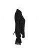Black Dark Striped Velvet Metal Retro Button Lace Cuff Back Waist Lace-Up Gothic Blouse