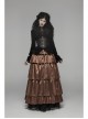 Black Dark Striped Velvet Metal Retro Button Lace Cuff Back Waist Lace-Up Gothic Blouse