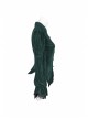 Green Dark Striped Velvet Metal Retro Button Lace Cuff Back Waist Lace-Up Gothic Blouse