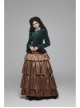 Green Dark Striped Velvet Metal Retro Button Lace Cuff Back Waist Lace-Up Gothic Blouse