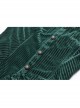 Green Dark Striped Velvet Metal Retro Button Lace Cuff Back Waist Lace-Up Gothic Blouse
