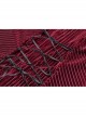 Red Dark Striped Velvet Metal Retro Button Lace Cuff Back Waist Lace-Up Gothic Blouse