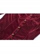 Red Dark Striped Velvet Metal Retro Button Lace Cuff Back Waist Lace-Up Gothic Blouse