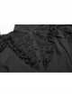 High Collar Front Chest Irregular Lace Little Lace Shawl Sleeve Back Waist Lace-Up Black Gothic Blouse