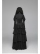 High Collar Front Chest Irregular Lace Little Lace Shawl Sleeve Back Waist Lace-Up Black Gothic Blouse