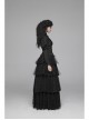 High Collar Front Chest Irregular Lace Little Lace Shawl Sleeve Back Waist Lace-Up Black Gothic Blouse