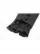 High Collar Front Chest Irregular Lace Little Lace Shawl Sleeve Back Waist Lace-Up Black Gothic Blouse