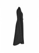 Stand-Up Collar Front Chest Metal Zipper Slit Cloak-Style Sleeve Back Waist Lace-Up Black Gothic Woolen Splice Jacquard Long Coat
