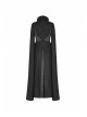 Stand-Up Collar Front Chest Metal Zipper Slit Cloak-Style Sleeve Back Waist Lace-Up Black Gothic Woolen Splice Jacquard Long Coat