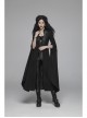 Stand-Up Collar Front Chest Metal Zipper Slit Cloak-Style Sleeve Back Waist Lace-Up Black Gothic Woolen Splice Jacquard Long Coat