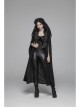 Stand-Up Collar Front Chest Metal Zipper Slit Cloak-Style Sleeve Back Waist Lace-Up Black Gothic Woolen Splice Jacquard Long Coat