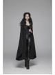 Stand-Up Collar Front Chest Metal Zipper Slit Cloak-Style Sleeve Back Waist Lace-Up Black Gothic Woolen Splice Jacquard Long Coat