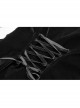 High Collar Front Chest Embroidery Button Long Sleeve Back Waist Lace-Up Black Gothic Weft Velvet Coat