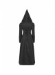 Black Sharp Cap Front Chest Metal Retro Button Long Sleeve Back Waist Lace-Up Gothic Long Woolen Coat