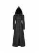 Black Sharp Cap Front Chest Metal Retro Button Long Sleeve Back Waist Lace-Up Gothic Long Woolen Coat