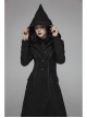 Black Sharp Cap Front Chest Metal Retro Button Long Sleeve Back Waist Lace-Up Gothic Long Woolen Coat