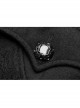 Black Sharp Cap Front Chest Metal Retro Button Long Sleeve Back Waist Lace-Up Gothic Long Woolen Coat
