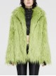 Loose-Fitting Imitation Fur Green Punk Long Sleeve Coat