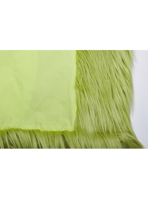 Loose-Fitting Imitation Fur Green Punk Long Sleeve Coat