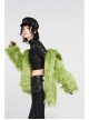 Loose-Fitting Imitation Fur Green Punk Long Sleeve Coat