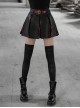 Steam Punk Female High Waist Red Lattice PU Leather Stitching Skirt