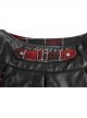 Steam Punk Female High Waist Red Lattice PU Leather Stitching Skirt