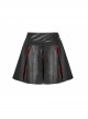 Steam Punk Female High Waist Red Lattice PU Leather Stitching Skirt