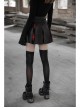 Steam Punk Female High Waist Red Lattice PU Leather Stitching Skirt