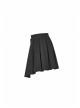 Steam Punk Female Black PU Leather Buckle Irregular Hem Pleated Skirt