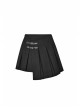 Steam Punk Female Black PU Leather Buckle Irregular Hem Pleated Skirt