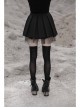 Steam Punk Female Black PU Leather Buckle Irregular Hem Pleated Skirt
