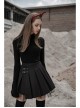 Steam Punk Female Black PU Leather Buckle Irregular Hem Pleated Skirt