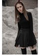 Steam Punk Female Black PU Leather Buckle Irregular Hem Pleated Skirt