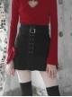 Steam Punk Female Black Metal Buckle Stitching Pleated Skirt