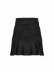 Steam Punk Female Black Metal Buckle Stitching Pleated Skirt
