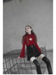 Steam Punk Female Black Metal Buckle Stitching Pleated Skirt