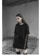 Steam Punk Female Black Metal Buckle Stitching Pleated Skirt