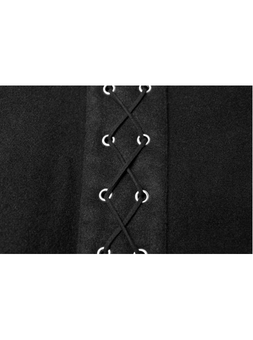 Steam Punk Female Black Metal Buckle Stitching Pleated Skirt