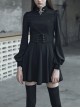 Gothic Female Dark Metal Buckle High Collar Binding Dress