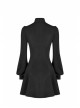 Gothic Female Dark Metal Buckle High Collar Binding Dress