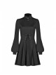 Gothic Female Dark Metal Buckle High Collar Binding Dress
