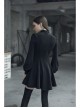 Gothic Female Dark Metal Buckle High Collar Binding Dress