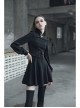 Gothic Female Dark Metal Buckle High Collar Binding Dress