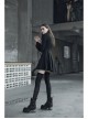 Gothic Female Dark Metal Buckle High Collar Binding Dress