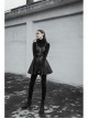 Steam Punk Female Black PU Leather Strap High Waist Dress