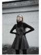 Steam Punk Female Black PU Leather Strap High Waist Dress