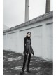 Steam Punk Female Black PU Leather Strap High Waist Dress